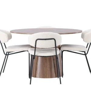 Sista chansen Venture Home Lanzo Matgrupp 120 cm Rund med 4 Chico Stolar Natur - Möbler