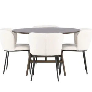 Venture Home Kaseidon Matgrupp 100 cm Rund med 4 Edina Stolar Mörkbrun - Möbler Premium
