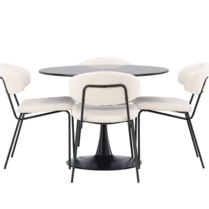 Venture Home Glade Matgrupp 100 cm Rund med 4 Chico Stolar Svart - Möbler Rabatt