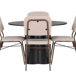 Handla nu Venture Home Olivia Matgrupp 110 cm Rund med 4 Seda Stolar Beige - Möbler