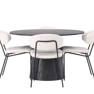 Venture Home Lanzo Matgrupp 120 cm Rund med 4 Chico Stolar Mocca - Möbler Outlet