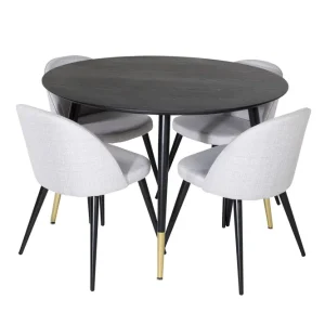 Venture Home Dipp Matgrupp 115 cm Rund med 4 Velvet Stolar Svart - Möbler Köp nu