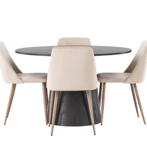 Trygg betalning Venture Home Lanzo Matgrupp 120 cm Rund med 4 Night Stolar Svart - Möbler