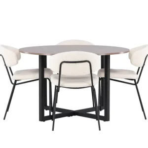 Rabatter Venture Home Durango Matgrupp 120 cm Rund med 4 Chico Stolar Valnöt - Möbler