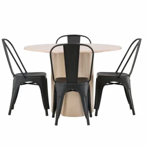 Venture Home Olivia Matgrupp 110 cm Rund med 4 Tempe Stolar Svart - Möbler Köp online