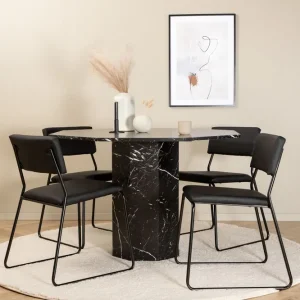 Venture Home Marbs Matgrupp 110 cm Rund med 4 Kenth Stolar Svart - Möbler I lager