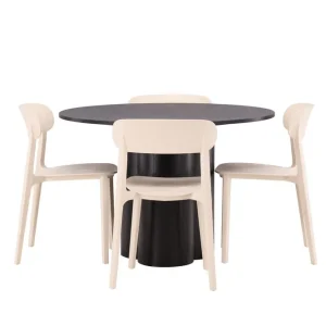 Expressleverans Venture Home Olivia Matgrupp 110 cm Rund med 4 Åstol Stolar Beige - Möbler