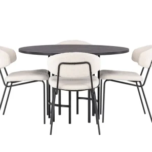 Nyhet Venture Home Copenhagen Matgrupp 115 cm Rund med 4 Chico Stolar Svart - Möbler