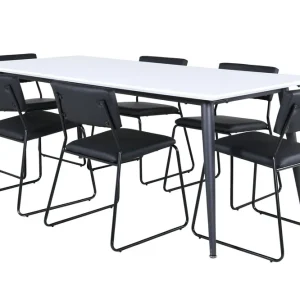 Venture Home Jimmy Matgrupp 195 cm Rektangulär med 6 Kenth Stolar Svart - Möbler Billig