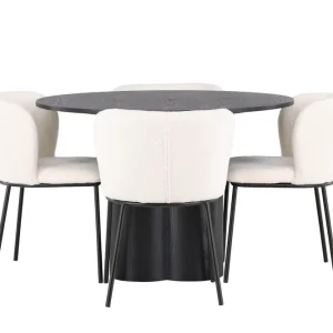 Fynd Venture Home Olivia Matgrupp 110 cm Rund med 4 Edina Stolar Svart - Möbler