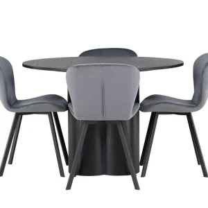 Venture Home Olivia Matgrupp 110 cm Rund med 4 Lilja Stolar Svart - Möbler Trygg betalning