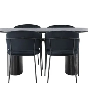Rabatt Venture Home Isolde Matgrupp 180 cm Oval med 4 Selma Stolar Svart - Möbler