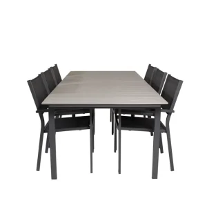 Venture Home Levels Matgrupp Utomhus 230-310 cm Rektangulär med 6 Copacabana Utestolar Svart - Utemöbler & utemiljö risnedsättning