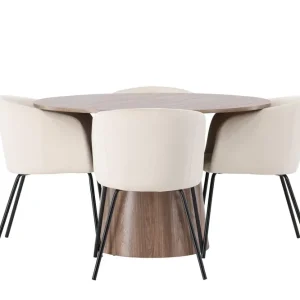 Venture Home Lanzo Matgrupp 120 cm Rund med 4 Berit Stolar Natur - Möbler Köp nu