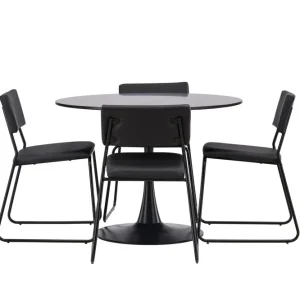 Venture Home Glade Matgrupp 100 cm Rund med 4 Kenth Stolar Svart - Möbler Kampanj