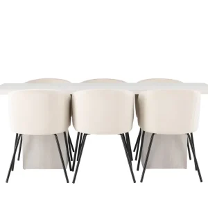 Venture Home Olga Matgrupp 200 cm Rektangulär med 6 Berit Stolar Beige - Möbler Rea