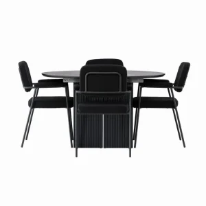 Snabb frakt Venture Home Matilda Matgrupp 130 cm Rund med 4 Yesterday Stolar Svart - Möbler