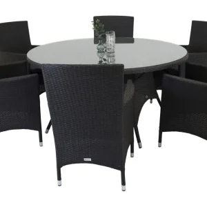 Venture Home Volta Matgrupp Utomhus 150 cm Rund med 6 Malin Utestolar Svart - Utemöbler & utemiljö Trygg betalning