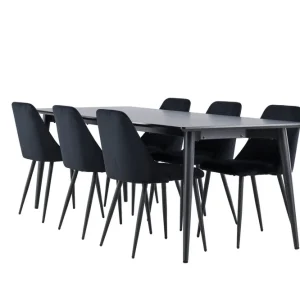 Venture Home Ellis Matgrupp 230 cm Rektangulär med 6 Night stolar Svart/Svart - Möbler Rabatter