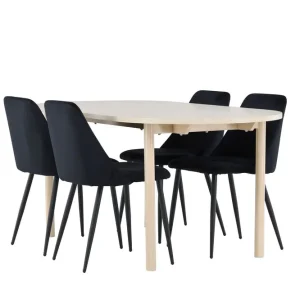 Venture Home Andy Matgrupp 180 cm Oval med 4 Night stolar Whitewash/Svart - Möbler Populär