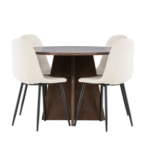 Venture Home Bootcut Matgrupp 110 cm Rund med 4 Polar stolar Mocca/Beige - Möbler Rabatter