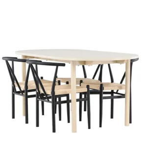 Venture Home Andy Matgrupp 180 cm Oval med 4 Alfons stolar Whitewash/Svart - Möbler Rabatter