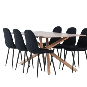 Venture Home Piazza Matgrupp 180 cm Rektangulär med 6 Polar stolar Mocca/Svart - Möbler risnedsättning