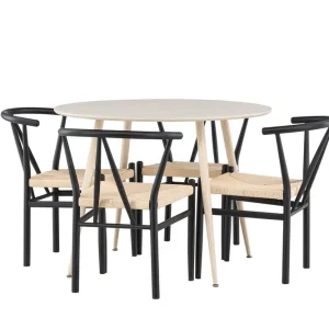 Nyhet Venture Home Plaza Matgrupp 100 cm Rund med 4 Alfons stolar Whitewash/Svart - Möbler