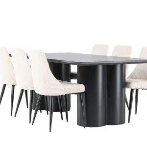 Venture Home Olivia Matgrupp 210 cm Rektangulär med 6 Leone stolar Svart/Beige - Möbler Köp nu