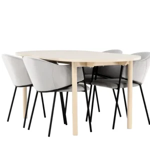 Venture Home Andy Matgrupp 180 cm Oval med 4 Evelina stolar Whitewash/Grå - Möbler Rea