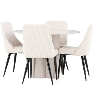 Venture Home Olivia Matgrupp 110 cm Rund med 4 Leone stolar Beige/Beige - Möbler Populärt val