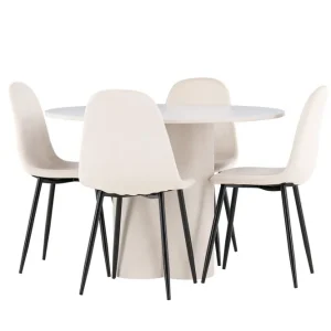 Venture Home Olivia Matgrupp 110 cm Rund med 4 Polar stolar Beige/Beige - Möbler Rabatt