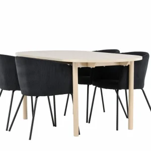 Populär Venture Home Andy Matgrupp 180 cm Oval med 4 Berit stolar Whitewash/Svart - Möbler