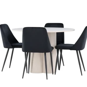 Venture Home Olivia Matgrupp 110 cm Rund med 4 Night stolar Beige/Svart - Möbler Endast idag