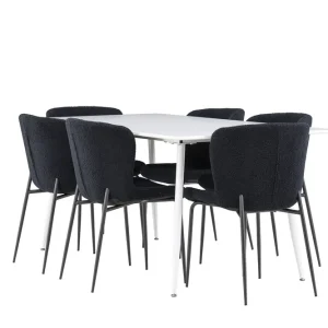 Venture Home Silar Matgrupp 180 cm Rektangulär med 6 Modesto stolar Vit/Svart - Möbler Premium