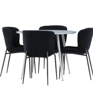 Venture Home Plaza Matgrupp 100 cm Rund med 4 Modesto stolar Grå/Svart - Möbler Snabb frakt