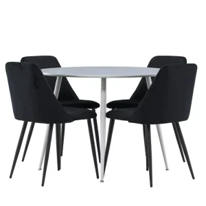 Venture Home Plaza Matgrupp 100 cm Rund med 4 Night stolar Grå/Svart - Möbler Sänkt pris