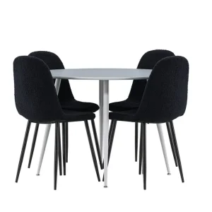 Snabb leverans Venture Home Plaza Matgrupp 100 cm Rund med 4 Polar stolar Grå/Svart - Möbler