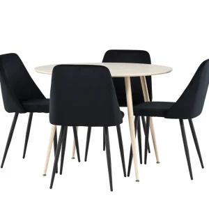 Säker betalning Venture Home Plaza Matgrupp 100 cm Rund med 4 Night stolar Whitewash/Svart - Möbler