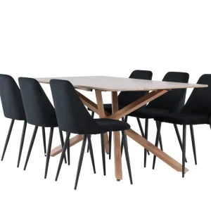 Venture Home Piazza Matgrupp 180 cm Rektangulär med 6 Night stolar Mocca/Svart - Möbler Reapris