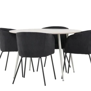Venture Home Plaza Matgrupp 120 cm Rund med 4 Berit stolar Beige/Svart - Möbler Fynd