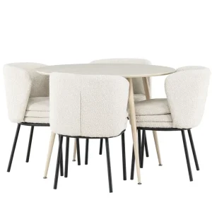 Fynd Venture Home Plaza Matgrupp 100 cm Rund med 4 Agnes stolar Whitewash/Vit - Möbler
