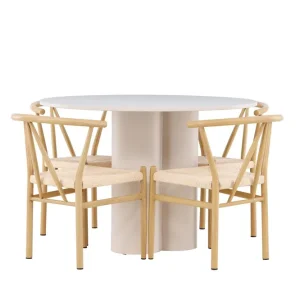 Venture Home Olivia Matgrupp 110 cm Rund med 4 Alfons stolar Beige/Beige - Möbler Utförsäljning