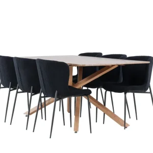 Fynd Venture Home Piazza Matgrupp 180 cm Rektangulär med 6 Modesto stolar Mocca/Svart - Möbler