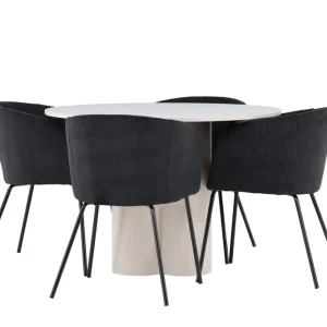 Utförsäljning Venture Home Olivia Matgrupp 110 cm Rund med 4 Berit stolar Beige/Svart - Möbler