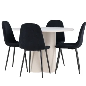 Billigare Venture Home Olivia Matgrupp 110 cm Rund med 4 Polar stolar Beige/Svart - Möbler