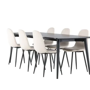 Venture Home Ellis Matgrupp 230 cm Rektangulär med 6 Polar stolar Svart/Beige - Möbler Sista chansen