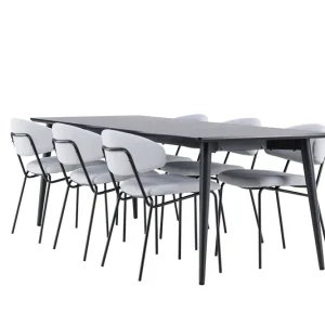 Endast idag Venture Home Ellis Matgrupp 230 cm Rektangulär med 6 Chico stolar Svart/Blå - Möbler