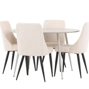 Venture Home Plaza Matgrupp 120 cm Rund med 4 Leone stolar Beige/Beige - Möbler Endast denna vecka