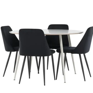 Begränsat antal Venture Home Plaza Matgrupp 120 cm Rund med 4 Night stolar Beige/Svart - Möbler